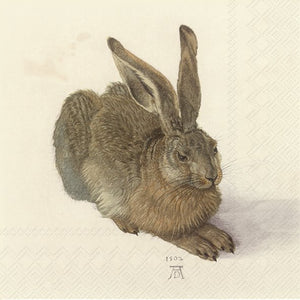 Lunch-Servietten Dürer Hase creme 33x33cm 20 Stück / Packung