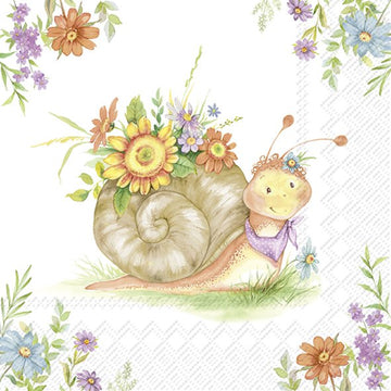 Lunch-Servietten Flower Hanni Schnecke  33x33cm 20 Stück / Packung