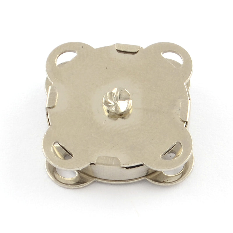 Magnet Schnappverschluss f. Taschen silberfärbig 15x15x6mm mit Annähösen 4 Stück/Btl