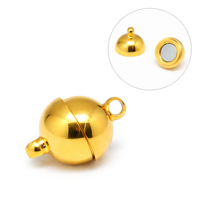 Magnetverschluss rund aus Edelstahl goldfarben (IP-Beschichtung)  19,5×12mm - Loch Ø 2,5 mm 1 Stück