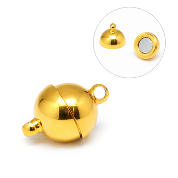 Magnetverschluss rund aus Edelstahl goldfarben (IP-Beschichtung)  19,5×12mm - Loch Ø 2,5 mm 1 Stück