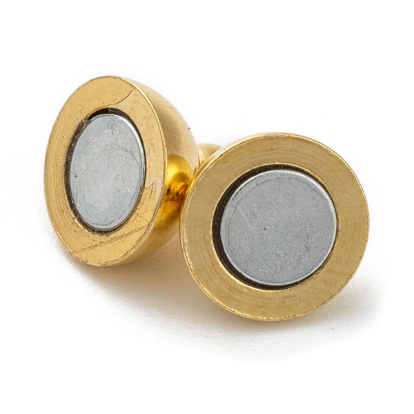 Magnetverschluss rund aus Messing goldfarben 16×10mm Loch Ø 1,5mm 1 Stück