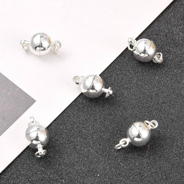 Magnetverschluss rund mit Ösen und Biegeringen nickelfrei 14x8mm Lochgröße 2mm 1 Stück