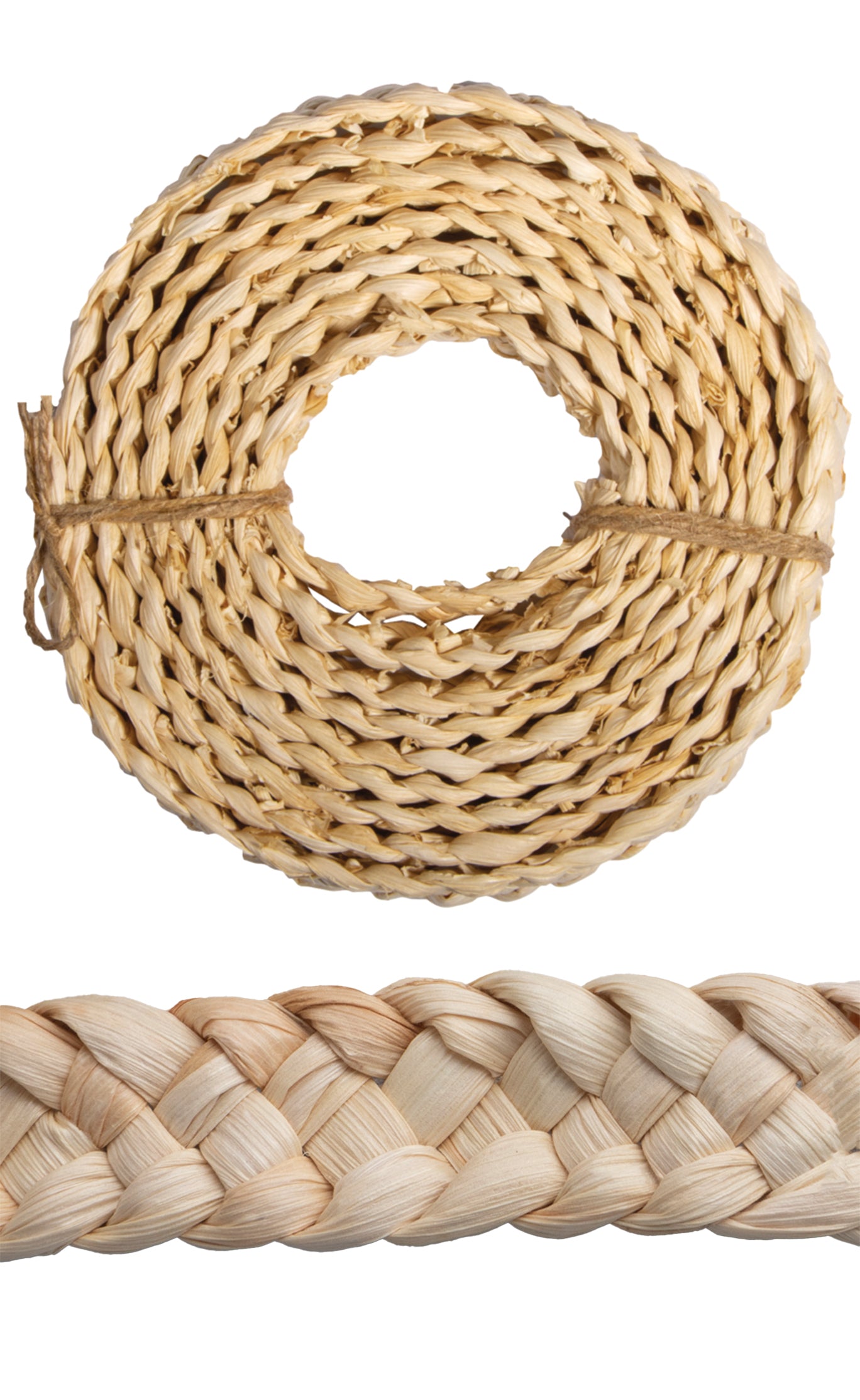 Maisblatt Band 5fach geflochten natur 2,5 cm breit 3m / Bündel 1Stück