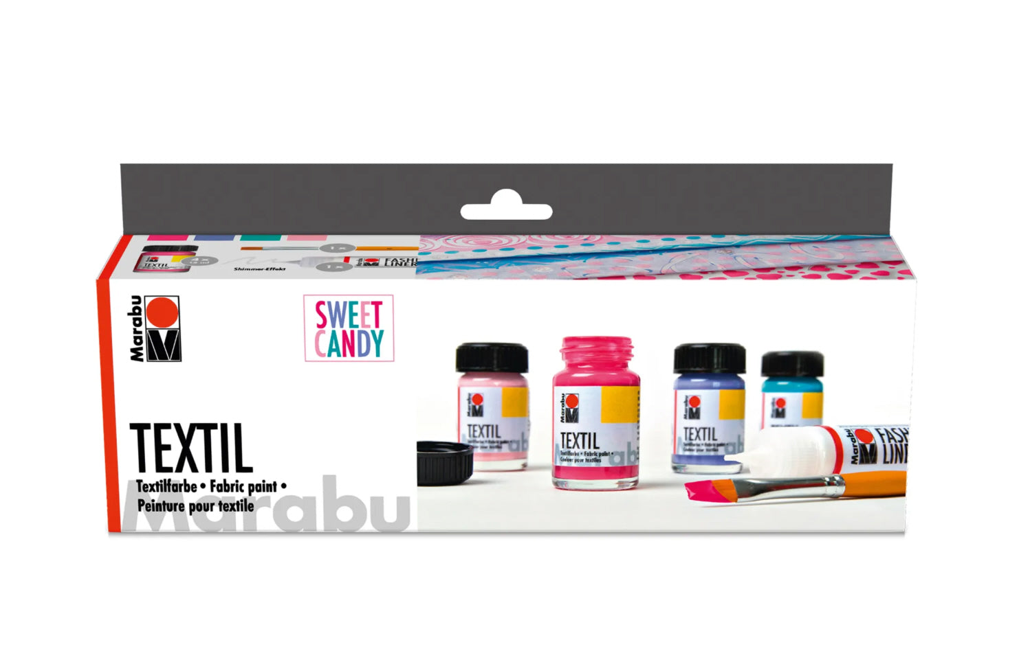 Marabu Textilfarben Set Sweet Candy Schimmer-Pen 4 x 15 ml
