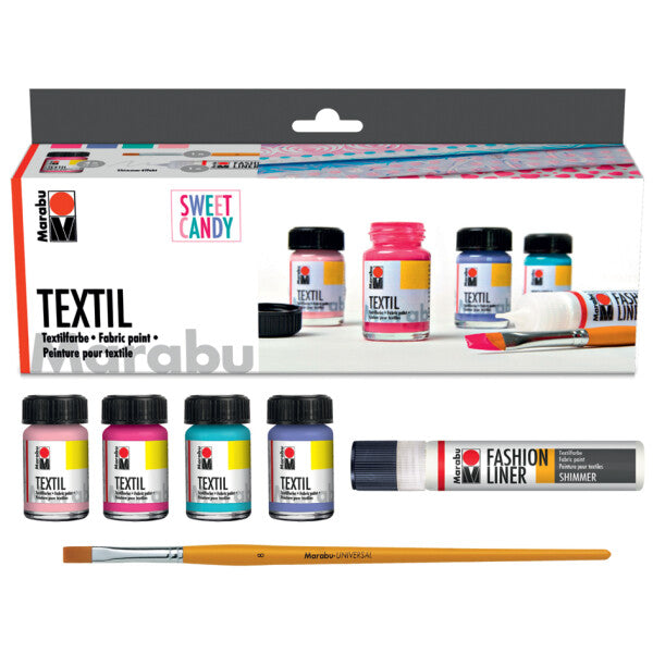 Marabu Textilfarben Set Sweet Candy Schimmer-Pen 4 x 15 ml