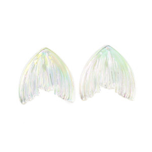 Meerjungfrauenflosse Meerjungfrauenschwanz Anhänger aus Acryl klar irisierend 32x32x3 mm 6 Stück/ Packung