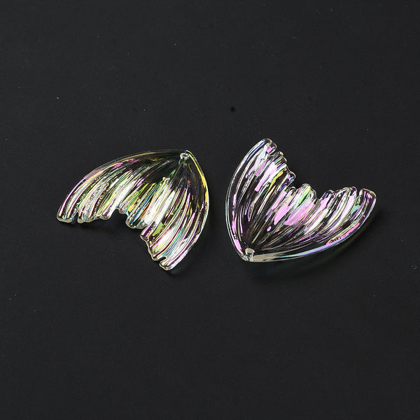 Meerjungfrauenflosse Mermaid Tail Anhänger aus Acryl klar irisierend 32x32x3 mm 6 Stück/ Packung
