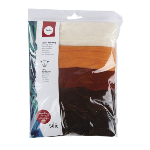 Merino-Kammzug Schurwolle superfein Mischpackung sortiert 18 mic 50g (5x10g)