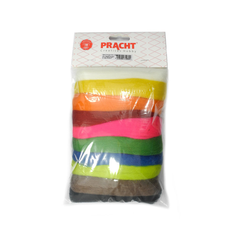 Merino-Kammzug Schurwolle Mix-Regenbogen 100g