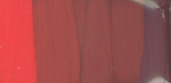 Merinowolle-Kammzug kardiert und gekämmt Rot-Mix 50g