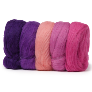 Merinowolle-Kammzug kardiert und gekämmt Rosa-Lila-Mix 50g