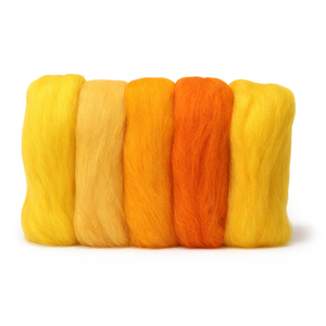Merinowolle-Kammzug kardiert und gekämmt Gelb-Orange-Mix 50g
