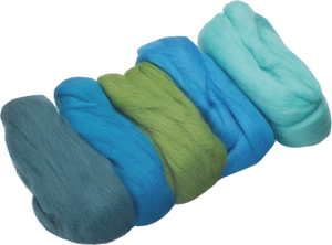 Merinowolle Kammzug extrafein Blau-Grün-Mix 21mic 50g