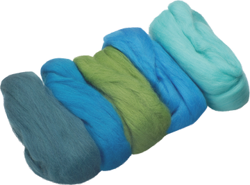 Merinowolle Kammzug extrafein Blau-Grün-Mix 21mic 50g