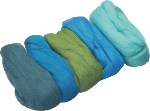 Merinowolle Kammzug extrafein Blau-Grün-Mix 21mic 50g