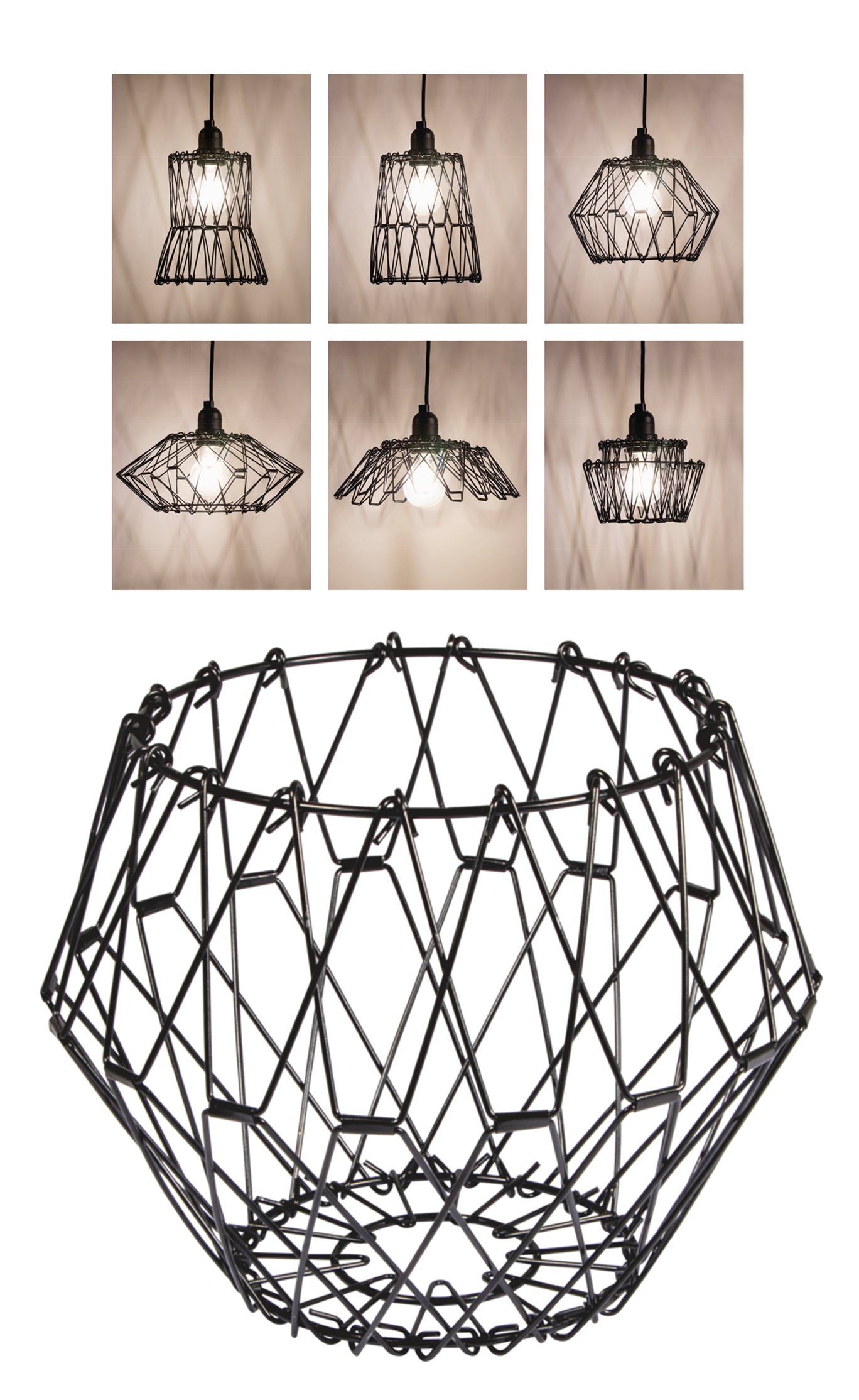 Metall Flexi Korb Lampenschirm faltbar schwarz beschichtet ø 32cm