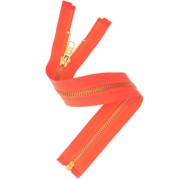 Metall Reißverschluss Zipper 5mm gold neonorange in verschiedenen Größen