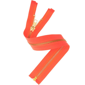 Metall Reißverschluss Zipper 5mm gold neonorange in verschiedenen Größen
