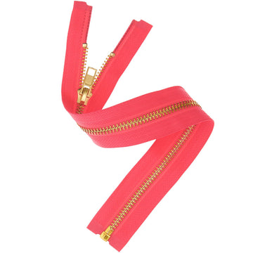 Metall Reißverschluss Zipper 5mm gold neonpink in verschiedenen Größen