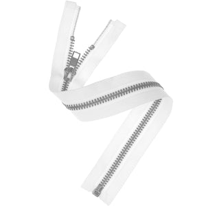Metall Reißverschluss Zipper 5mm weiß silber in verschiedenen Größen