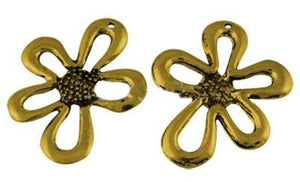 Metallanhänger Blumen antikgold nickelfrei 35x28mm 3 Stück/Packung