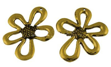 Metallanhänger Blumen antikgold nickelfrei 35x28mm 3 Stück/Packung