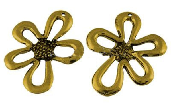 Metallanhänger Blumen antikgold nickelfrei 35x28mm 3 Stück/Packung