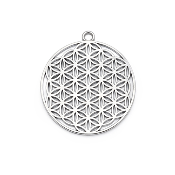 Metallanhänger Blume des Lebens silberfärbig 31mm