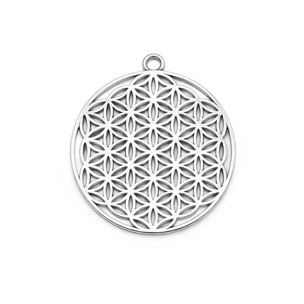 Metallanhänger Blume des Lebens silberfärbig 31mm