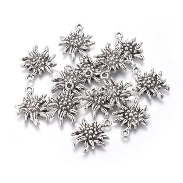 Metallanhänger Edelweiß antiksilber nickelfrei 21×16×2,5mm 1 Stück