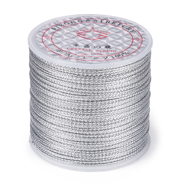 Metallickordel Polyester silber 1mm 100m / Rolle