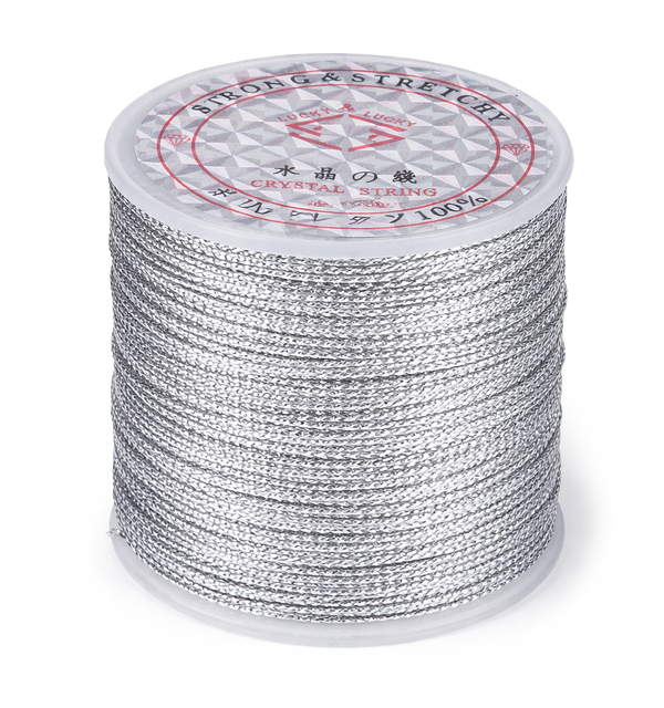 Metallickordel Polyester silber 1mm 100m / Rolle