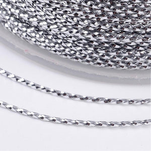 Metallickordel Polyester silber 1mm 100m / Rolle