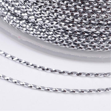 Metallickordel Polyester silber 1mm 100m / Rolle