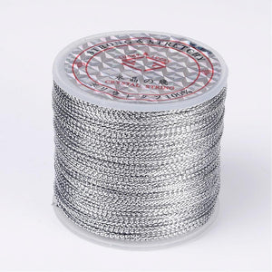 Metallickordel Polyester silber 1mm 100m / Rolle