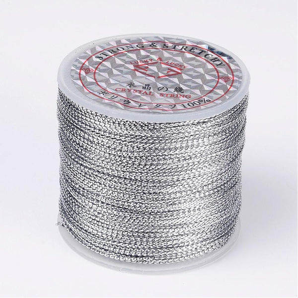 Metallickordel Polyester silber 1mm 100m / Rolle