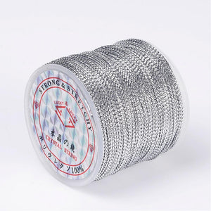 Metallickordel Polyester silber 1mm 100m / Rolle