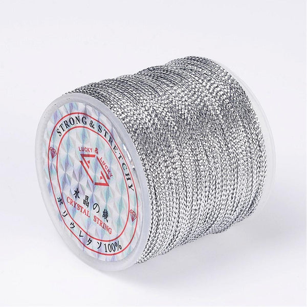 Metallickordel Polyester silber 1mm 100m / Rolle