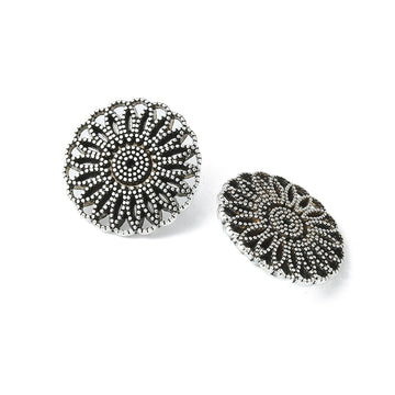 Metallknöpfe Blume mit Öse antiksilberfarben 17mm 1 Stück
