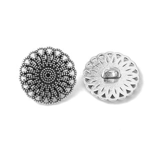 Metallknöpfe Blume mit Öse antiksilberfarben 17mm 1 Stück