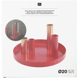 Metalltablett inkl. 4 magnetische Kerzenhalter Ø20cm