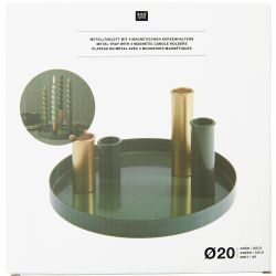 Metalltablett inkl. 4 magnetischen Kerzenhalter Ø20cm