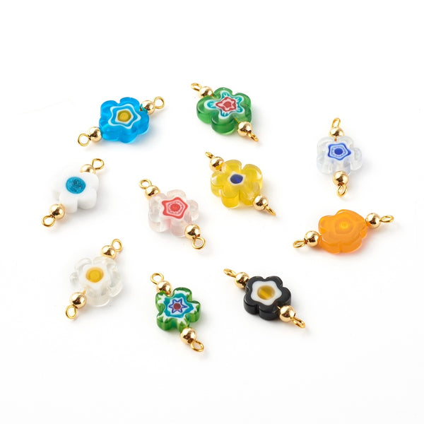 Millefiori Glasblume Zwischenteil 25x12x4mm pro Stück Farbe zufällig