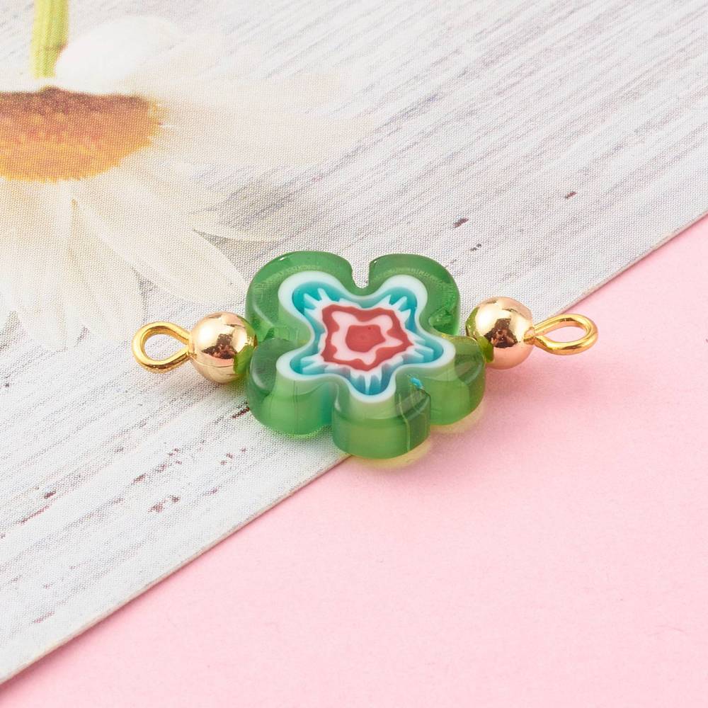 Millefiori Glasblume Zwischenteil 25x12x4mm pro Stück Farbe zufällig