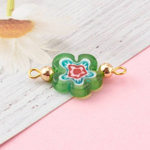 Millefiori Glasblume Zwischenteil 25x12x4mm pro Stück Farbe zufällig