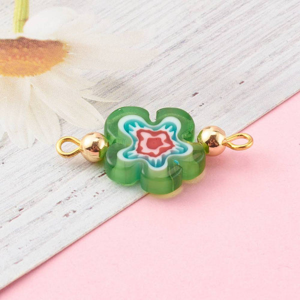 Millefiori Glasblume Zwischenteil 25x12x4mm pro Stück Farbe zufällig