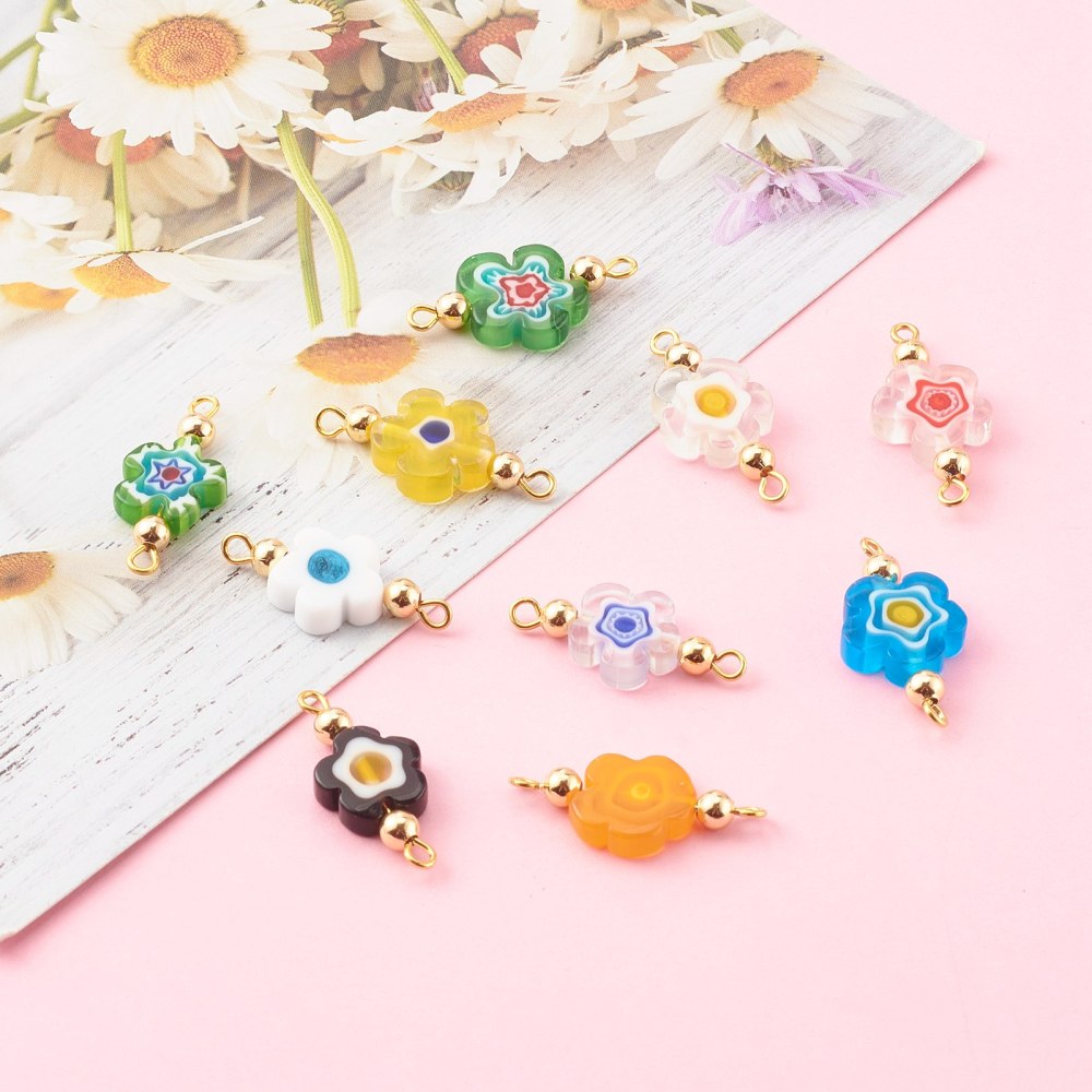 Millefiori Glasblume Zwischenteil 25x12x4mm pro Stück Farbe zufällig