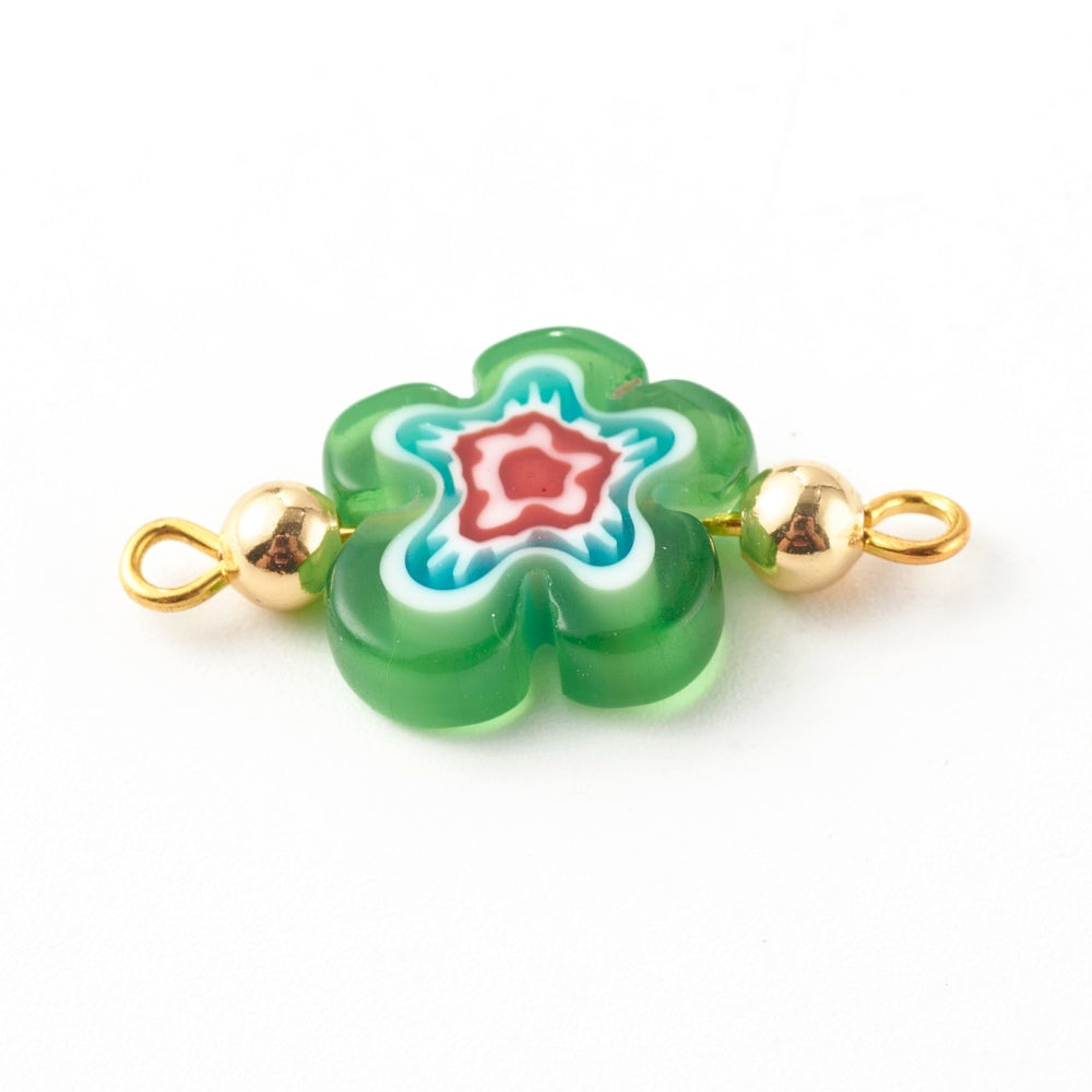 Millefiori Glasblume Zwischenteil 25x12x4mm pro Stück Farbe zufällig