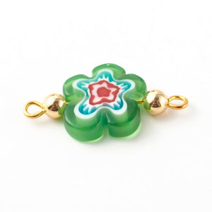 Millefiori Glasblume Zwischenteil 25x12x4mm pro Stück Farbe zufällig